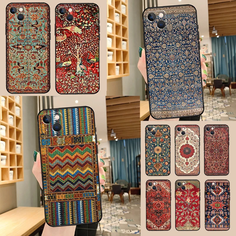 Persian Carpet Floral Pattern Case For Samsung Galaxy A54 A06 A16 A26 A36 A56 A53 A32 A52 A33 A13 A55 A35 A15 A14 A34 A17