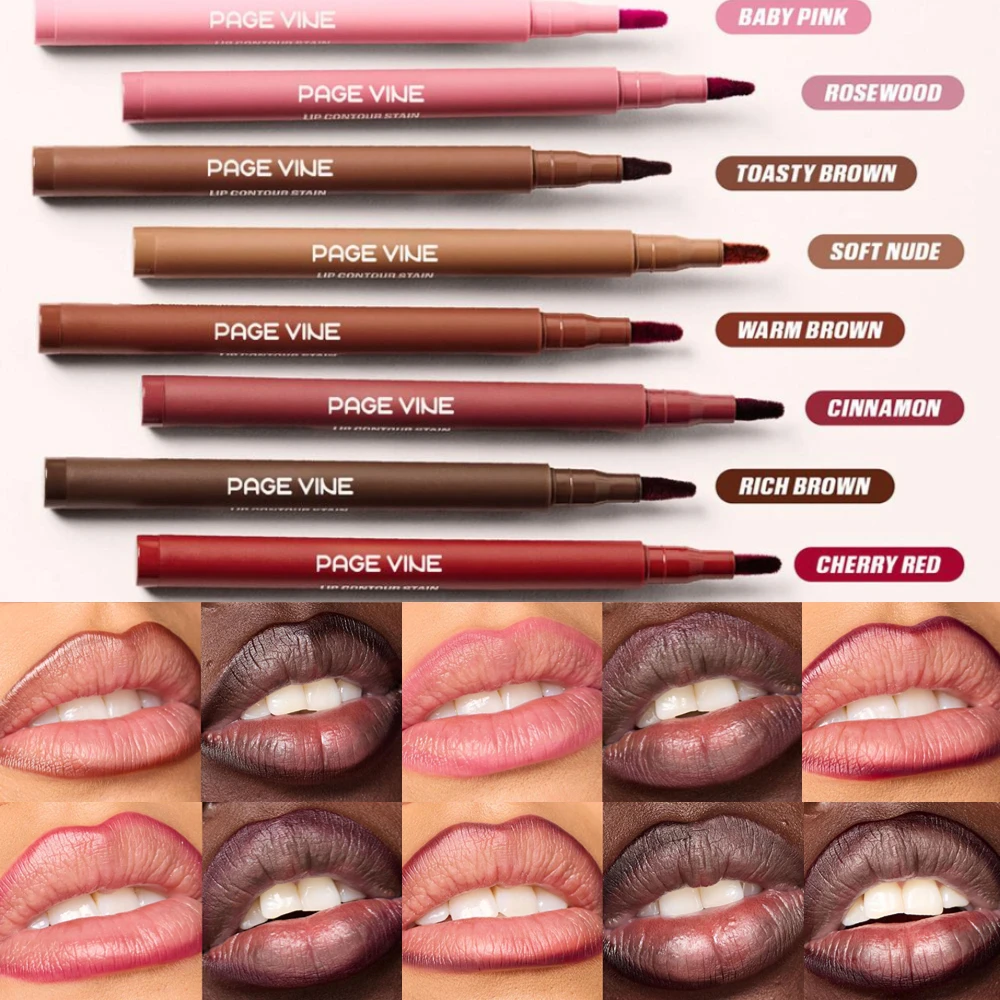 Waterproof Matte Lipliner Pencil Red Contour Tint Lipstick Long Lasting Non-stick Cup Moisturising Lips Makeup 8 Colors Velvet