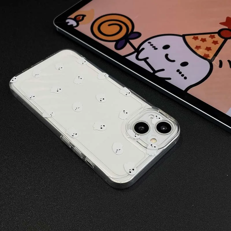 Halloween Full Screen Cute Little Ghost Phone Case For iPhone 14 13 12 11 Pro Max Phone Cover