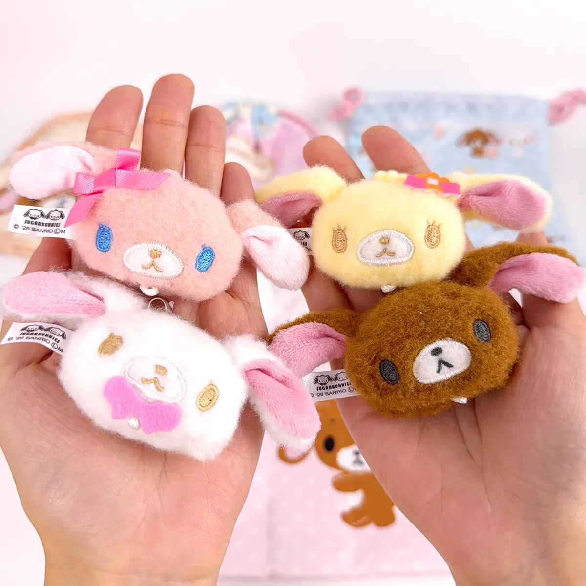 

Japanese Yumeya Mini Stackable Plush Lop Eared Rabbit Keychain Dessert Caramel Bonnie Bunny Bag Charm For Backpack Decoration