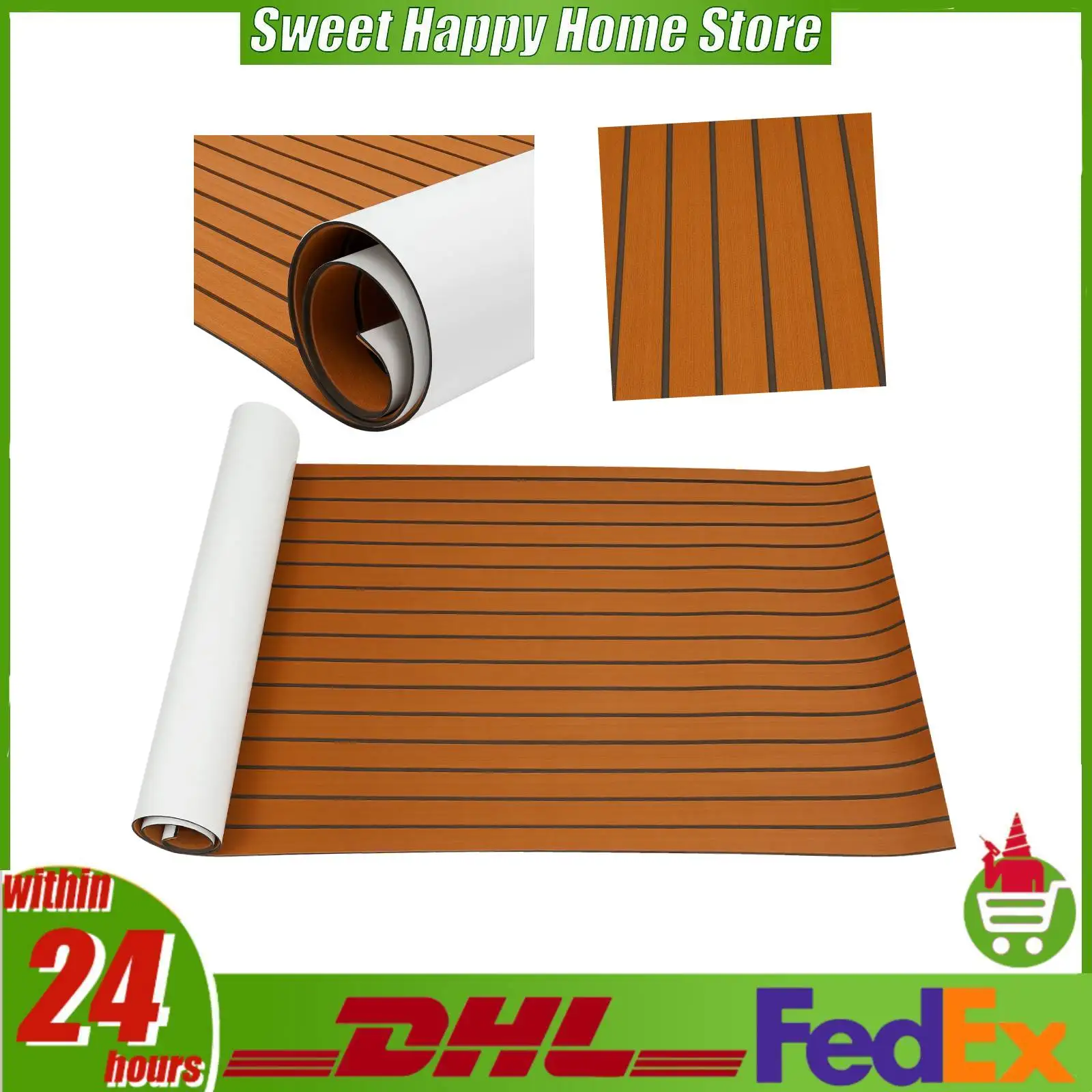 

Teak Floor Mat EVA Foam Boat Decking Mat Self-Adhesive Anti-Slip Floor Mat Cuttable for Boat Yacht Gym 269cm x 89cm