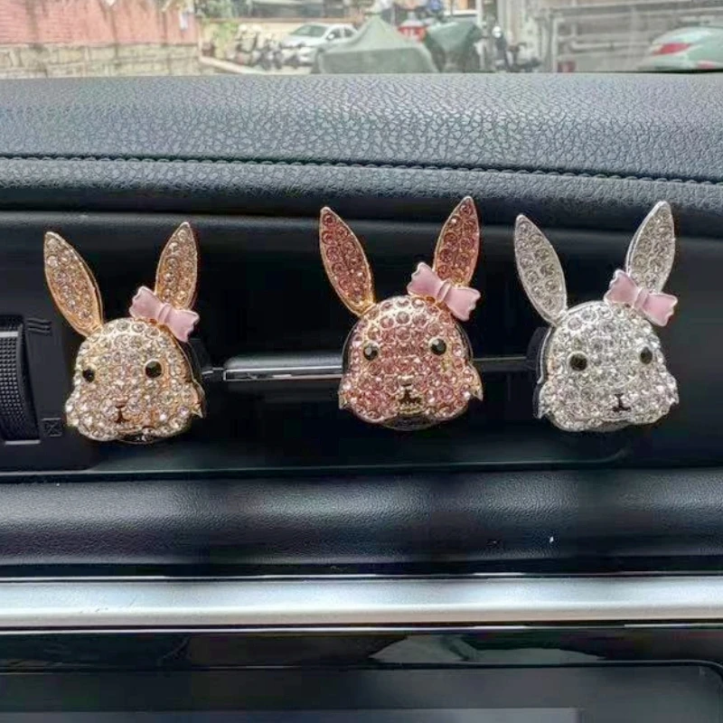 

New Sparkling Diamond Bunny Car Vent Clip - Aromatherapy Diffuser & Air Freshener Creative Rabbit Auto Interior Accessories