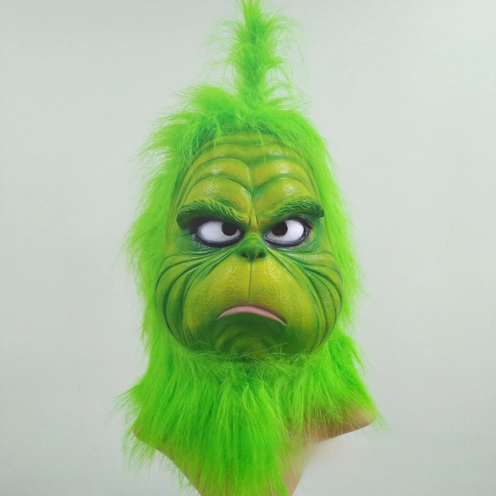 Maska Potwora z Zielonymi Włosami Zielony Futrzany Potwór Cosplay Maskarada Halloweenowa Maska Anime Lateksowa Nakrycie Głowy Rękawica Zielone Maski Grinch