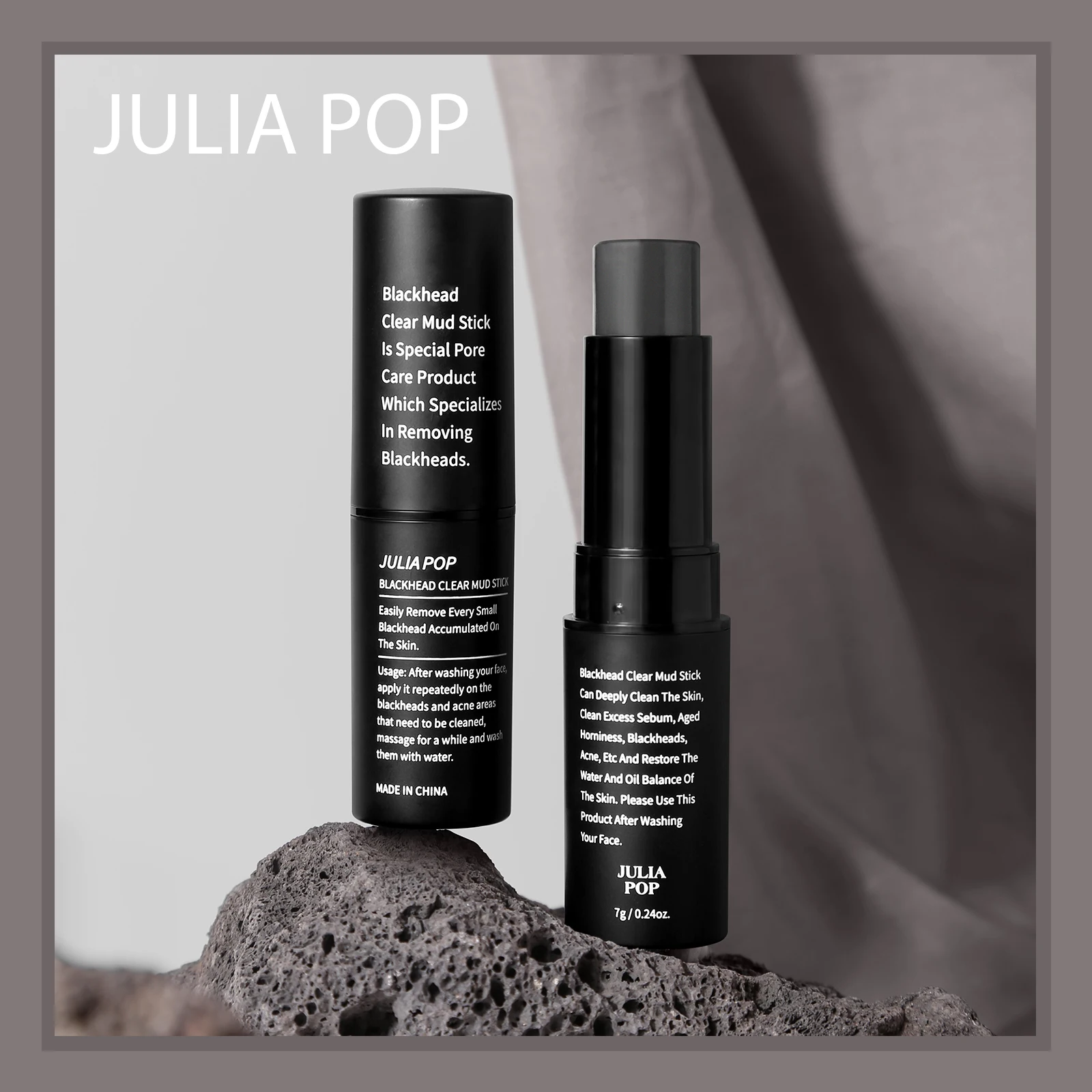 Explosive Charcoal Removal Blackhead Stick, Whitehead Grease Scrub Stick Gently Cleanses, Deeply Cleanses Hydrates Shrinks Pores