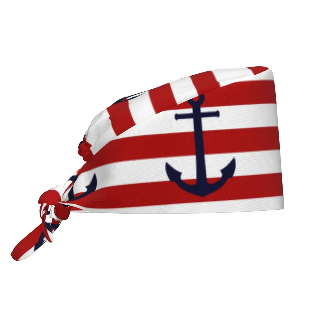 Gorros de exfoliación náutica geométrica nórdica, timón de ancla, rayas azul marino, gorro quirúrgico para cirujano de laboratorio, gorros de trabajo de enfermería para el cuidado de mascotas