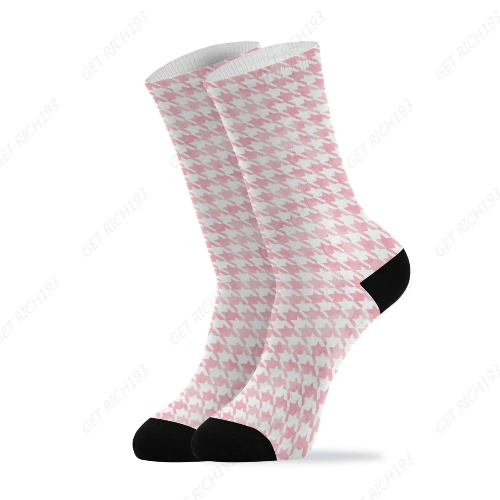 Light Pink Houndstooth Plaid Socks Women Men Short Stockings Unisex Sock for Running Athletic Hiking Cycling 1 Pair