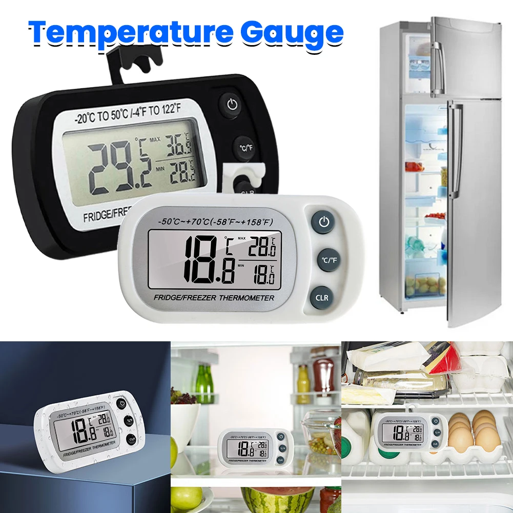 Digitales Kühlschrankthermometer, max/min. Aufzeichnung, wasserdichtes Kühlschrankthermometer, magnetische Rückseite und Haken für Küche, Zuhause, Restaurant