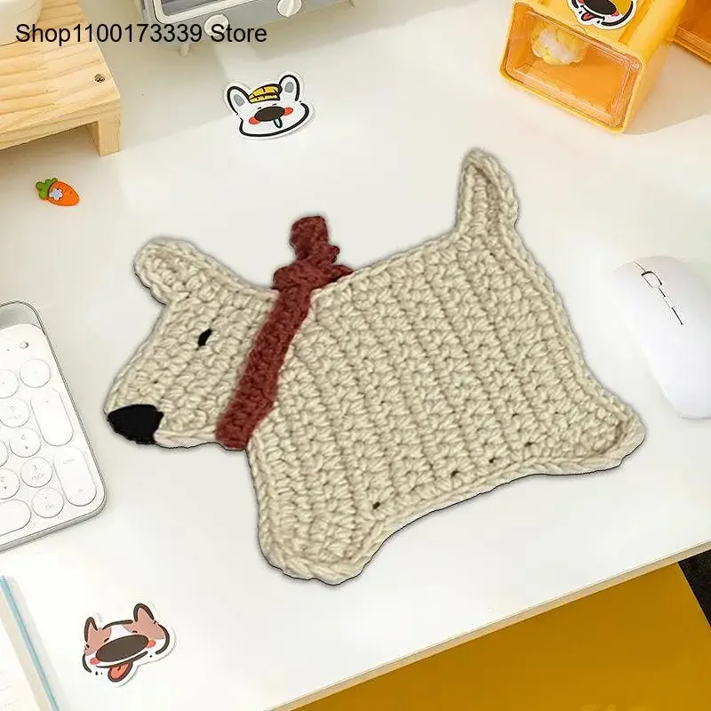 Home Simple Cute Three Dimensional Knitted Dog Small Shaped Workstation Office Desk Mouse Pad Female