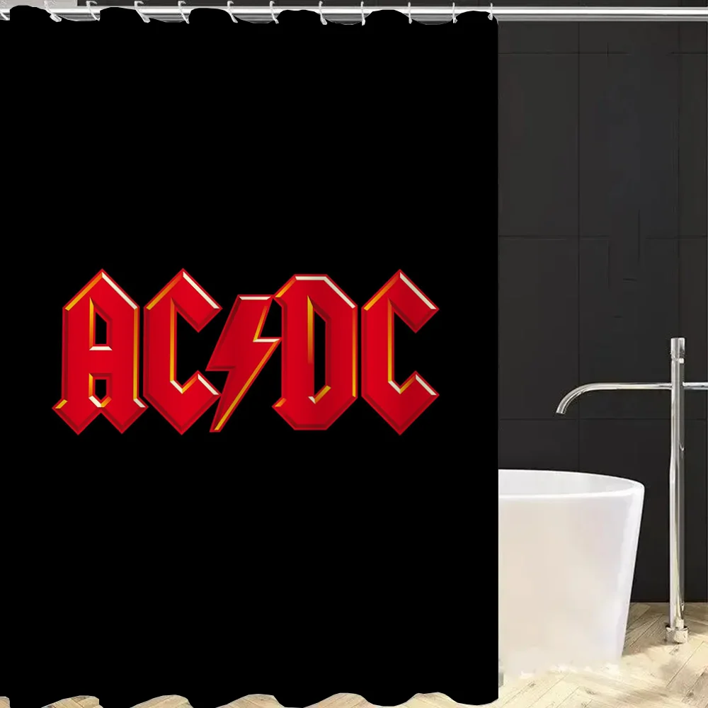 Rock-ACDC Shower Curtain for Bathroom Accessories Folding Partition Bath Curtains Bedrooms Waterproof Fabric Things the Set Home