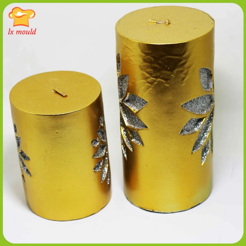 Lotus Carved Cylinder Silicone Candle Mold Religious Home Decor Soap Wax Handmade Crafting Mould