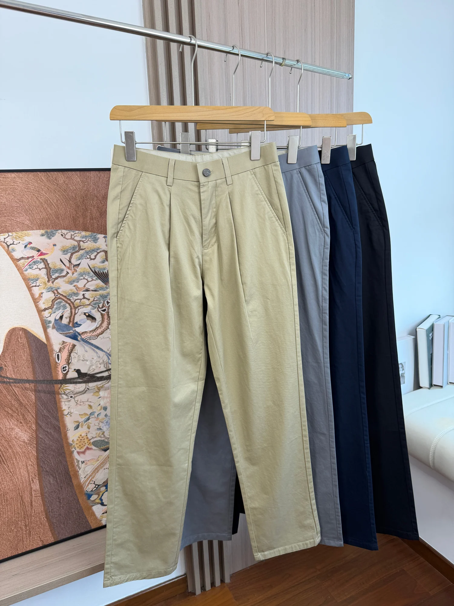 Men's Casual Straight Leg Cotton Pants 100% Cotton Breathable Spring Business Commute Versatile Comfortable Lightweight