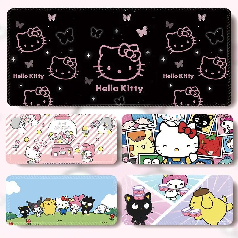 

Cute Cartoon Style Sanrio Hello Kitty Large Mouse Pad Cute Kawaii Cartoon Anti-Slip Stitched Edge Gaming Desk Mat for Girls