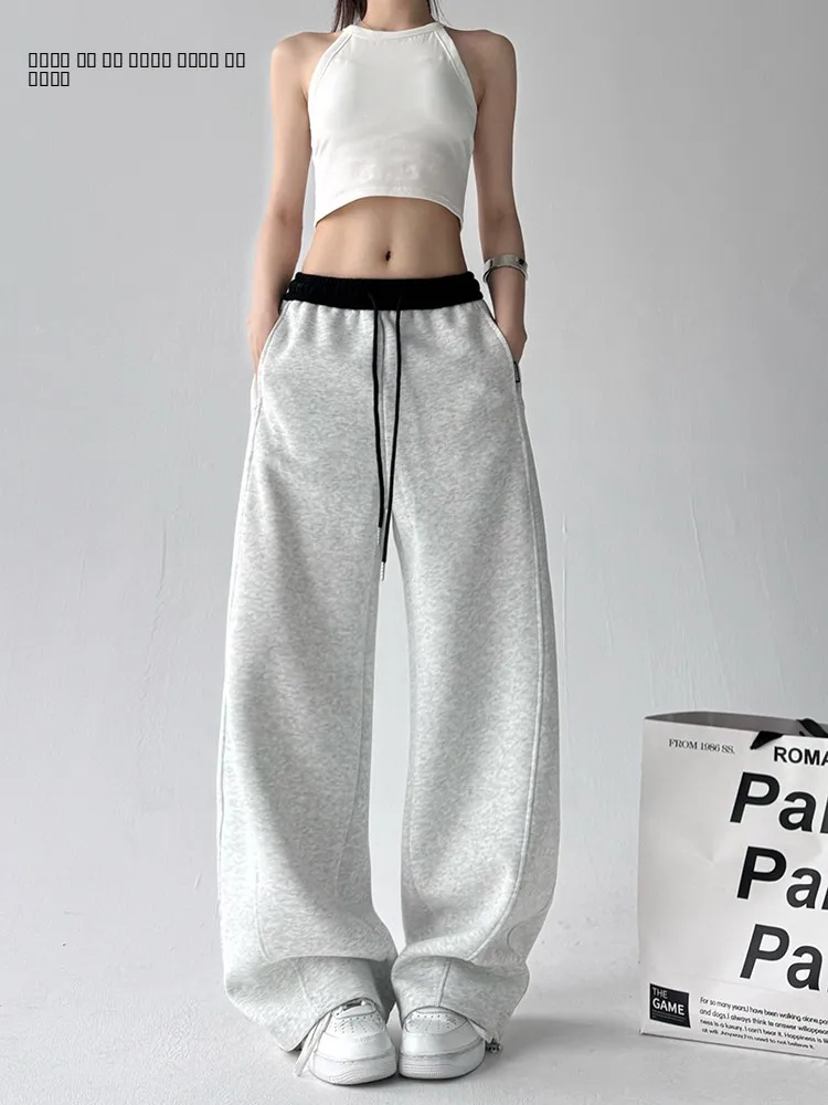 

Брюки женские с высокой талией, широкие, повседневные, в стиле пэчворк, свободного кроя, осень 2025, новинка, корейский стиль, смесь хлопка