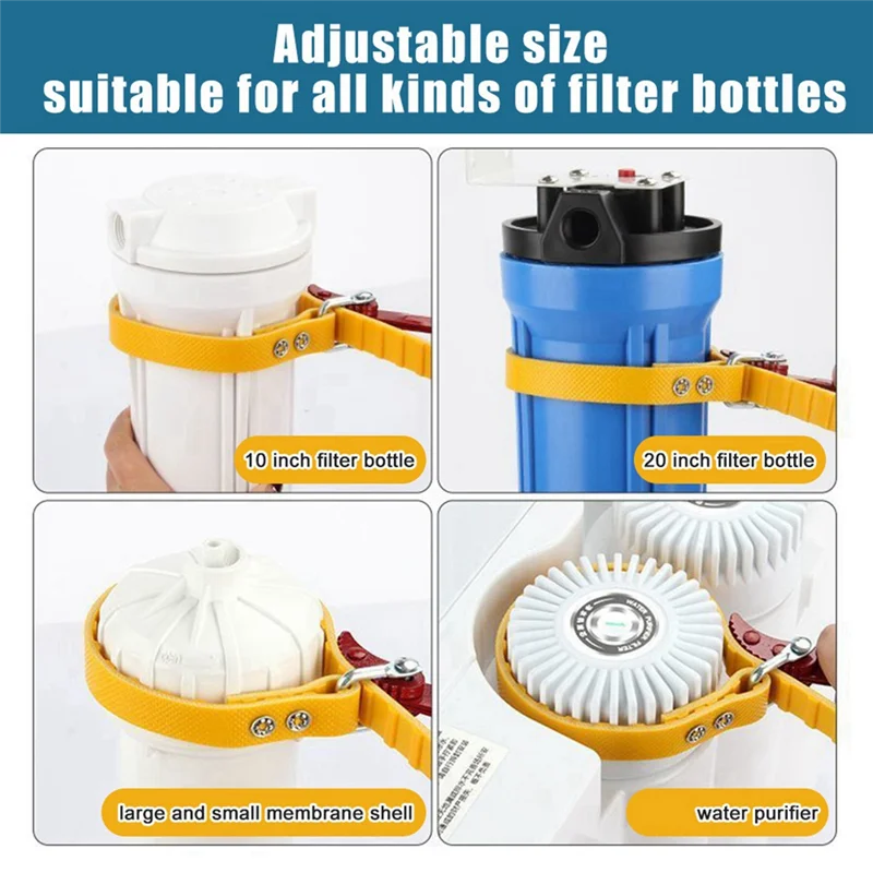 Purificador de agua Universal de 12 pulgadas, herramienta de cadena de llave ajustable, elementos filtrantes antideslizantes extraíbles universales