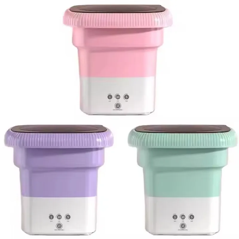 

Mini automatic portable washing machine front mounted electric manual power supply household plastic shell American plug