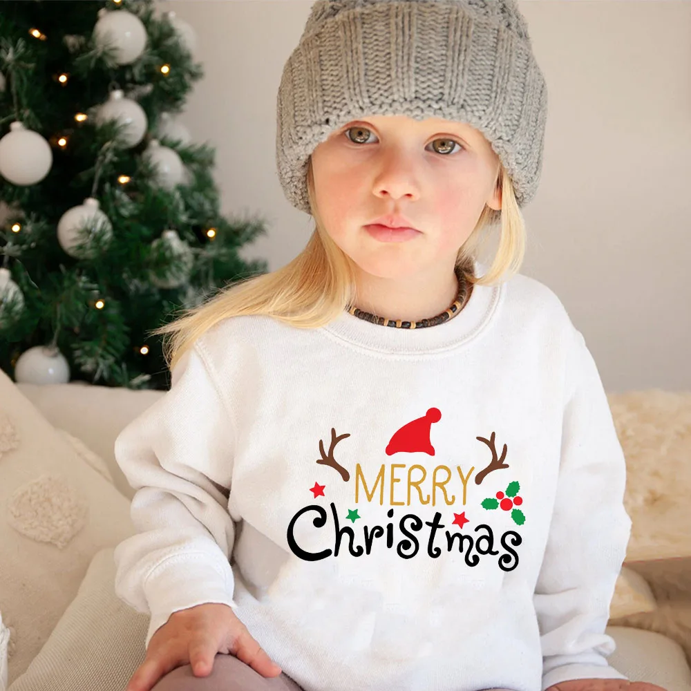 Toddler Boy Girl Christmas Sweatshirts Crewneck Long Sleeve Pullover Santa Claus Xmas Crewneck Pullover Kids Christmas Clothes