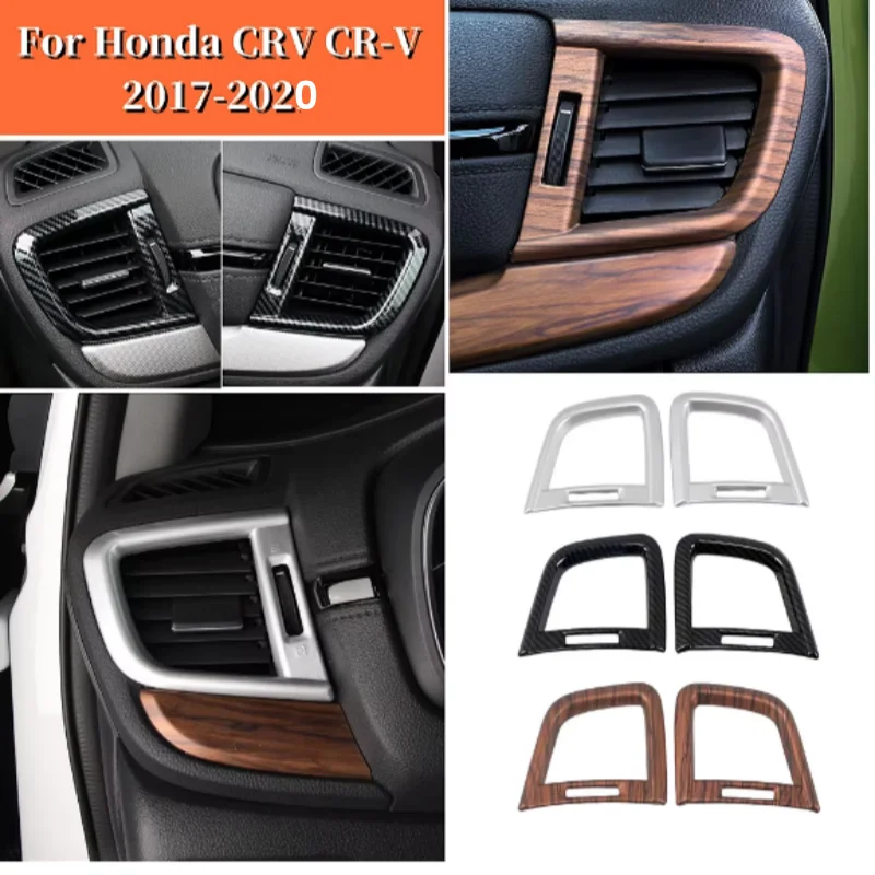 

LHD ABS Carbon Fiber Style Dashboard Left Right Side Air Vent Outlet Frame Cover Trims For Honda CRV CR-V 2017 -2020