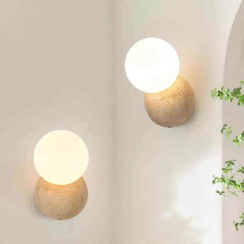 

Ретро ваби бесшумный ветер желтый пещерный камень небольшой настенный светильник простой домашний ресторан коридор проход фон настенное освещение