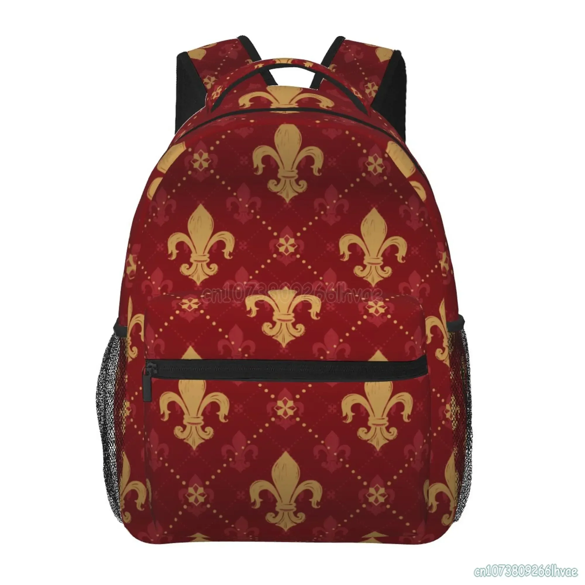 

Fleur De Lis Royal Gold Brown Backpack Unisex Fashion Casual Travel Bag Laptop Backpack School Bags for Boys Girls