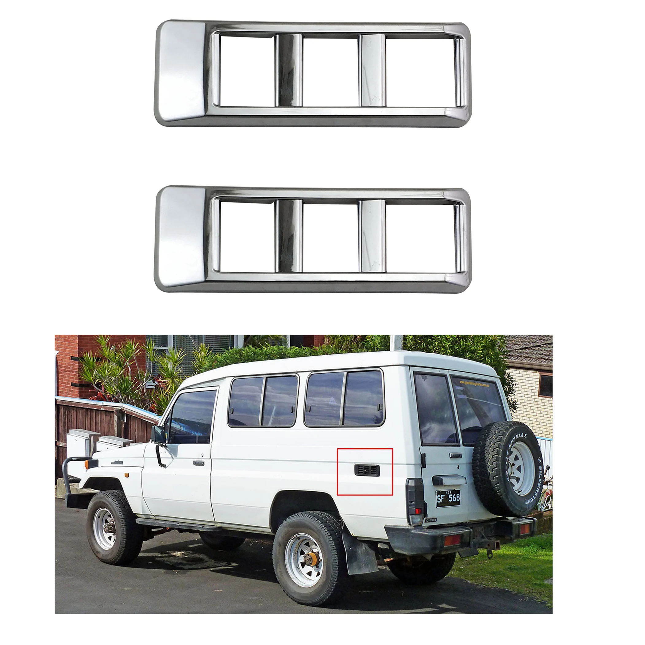 

Rear Side Body Air Vent Cover Trim Chrome Car Accessories Paste Style For Toyota Land Cruiser FJ70 FJ76 FJ77 FJ78 SUV 1984-2005