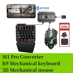 Mechanical Gaming Keyboard Kit 5 In 1 Set One Hand Keyboard 5D Mechanical Gamer Mouse Converter Mobile Game Pro Converter K9