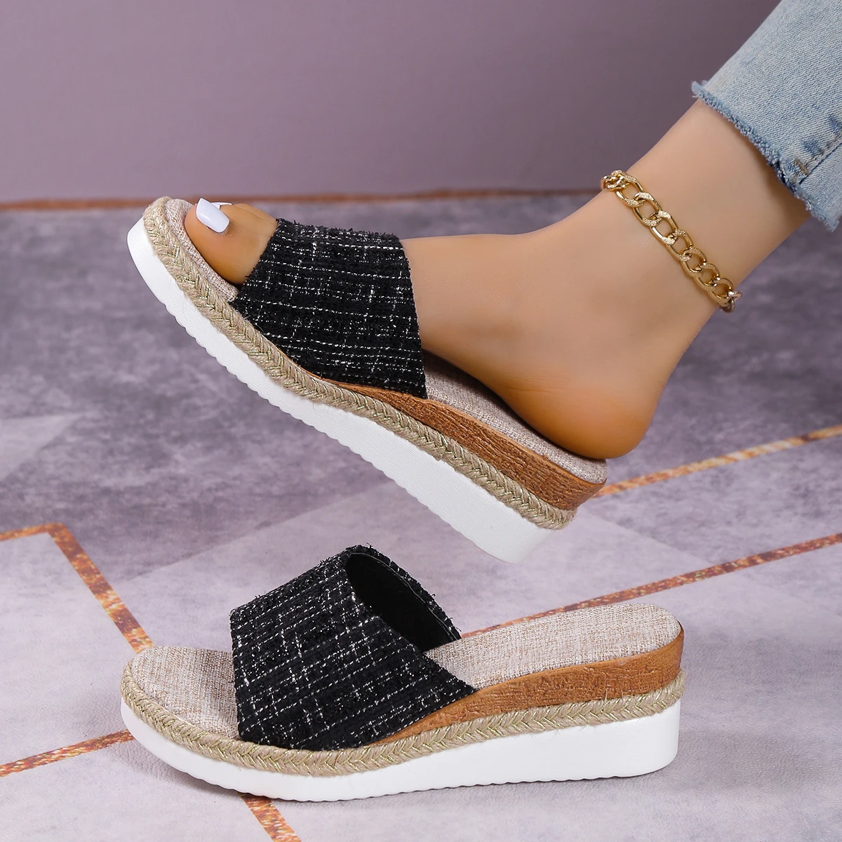 Women Slippers Summer Wedges Shoes Woman Peep Toe High Heels Sandals Platform Slippers Lightweight Slides 5 Color