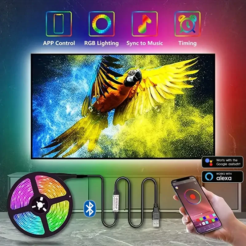 Led Strip Light 1-30M Smart Tv Led Backlight 5V 5050 Led Rgb Lights For Room Decoration Remote App Control Ice String Tape Band
