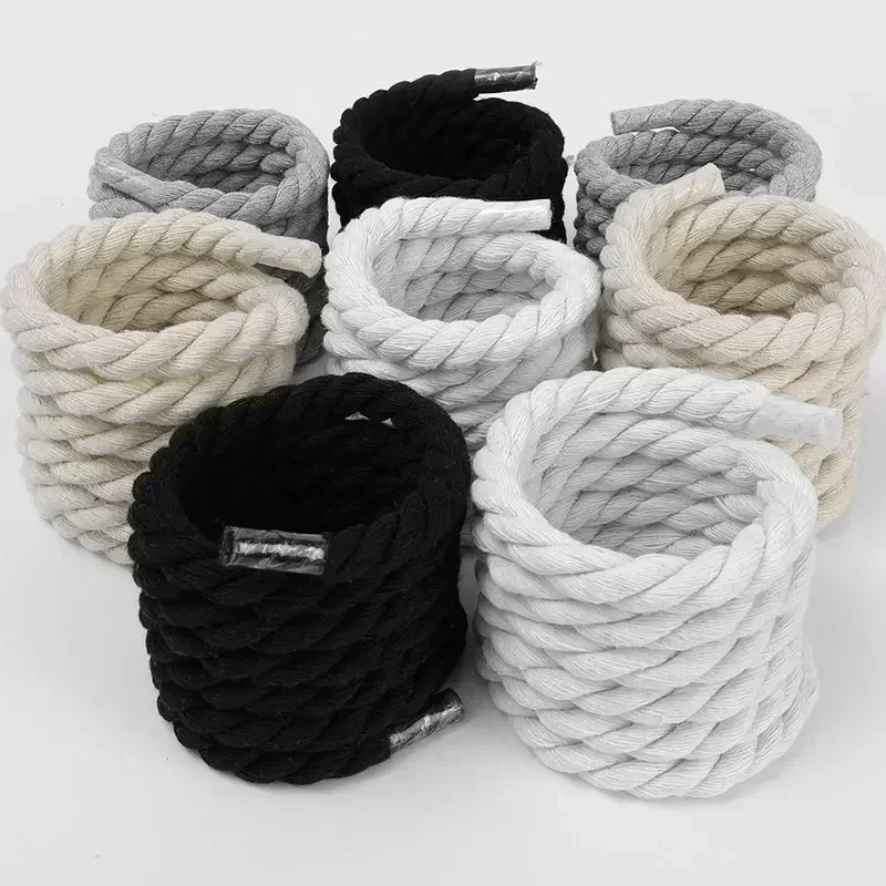 2 Stuks 120-160 Cm Dikke Katoenen Lijn Weven Twisted Touw Bold Schoenveters Vrouwen Mannen Sneakers Lage canvas Veters Strings