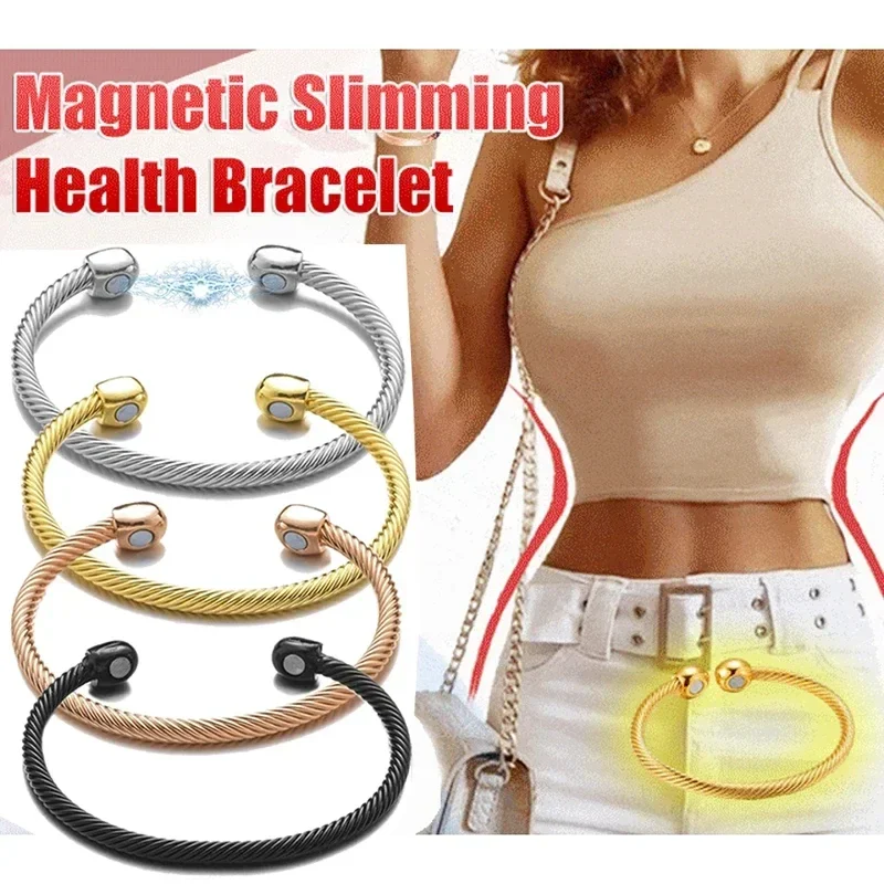 Lymph Drainage Magnetic Bracelets for Women Weight Loss Wristbands Magnetic Slimming Open Bracelet Lymphunclog Energy Jewelry