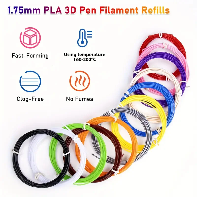 40/32/30 Colors PLA Filament for 3D Pen Printing Diameter 1.75mm 200M Odorless Safe Plastic Refill for 3D children Printing Pen
