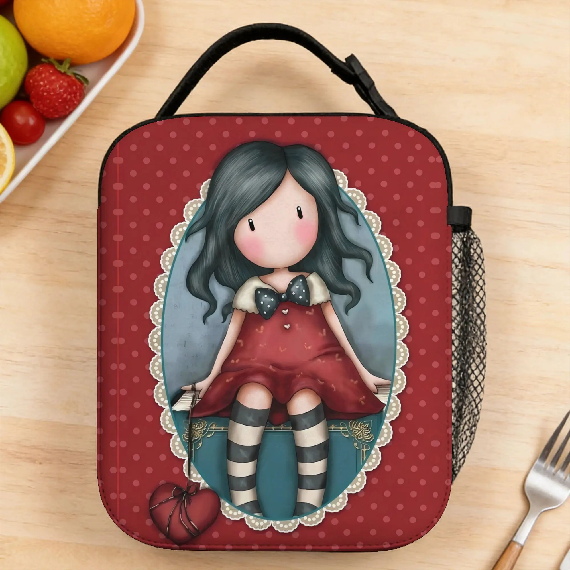 Bolsa de almuerzo con dibujos animados para niña, lonchera Santoroo Gorjuss para mujer, bolsa térmica para pícnic al aire libre, bolsas térmicas Oxford para almuerzo