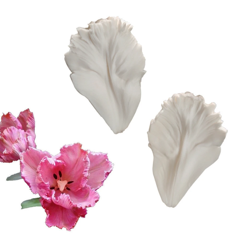 Tulip Petals Embossed Silicone Fondant Mould Flower Petal Cake Decor Chocolate Baking Sugarcraft Mold Parrot Tulip