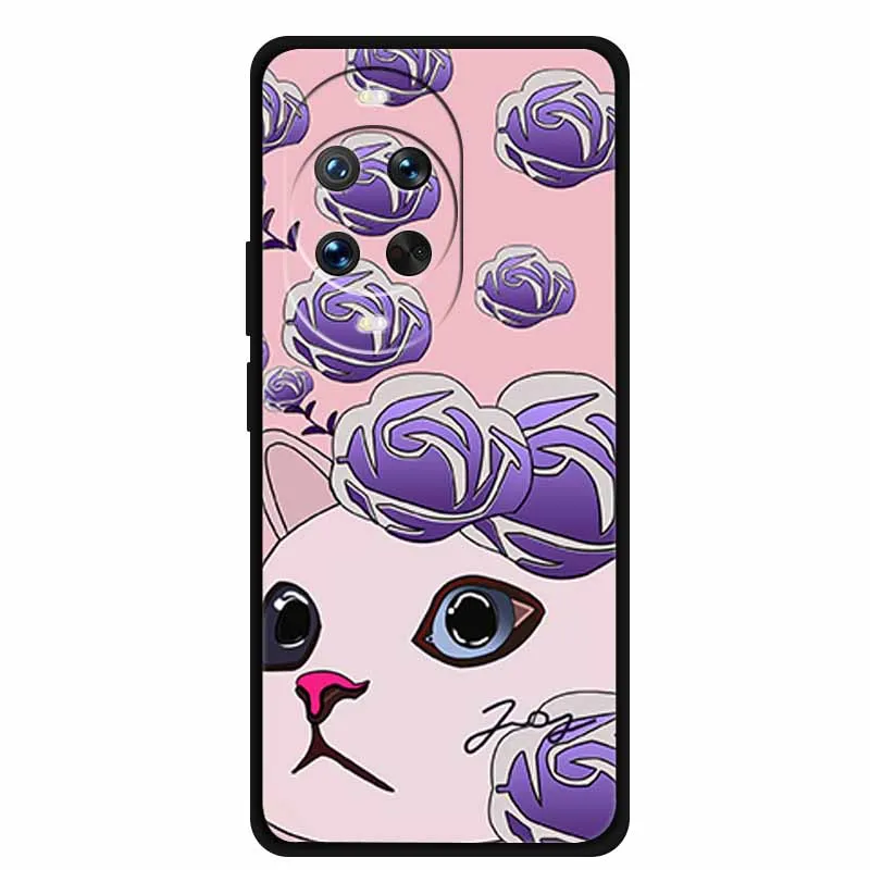 حافظة مزخرفة ثلاثية الأبعاد لهاتف هواوي نوفا 14 الترا 5G حافظة خلفية على شكل زهور حافة سوداء من السيليكون غطاء ناعم لهاتف هواوي نوفا 14 الترا شل