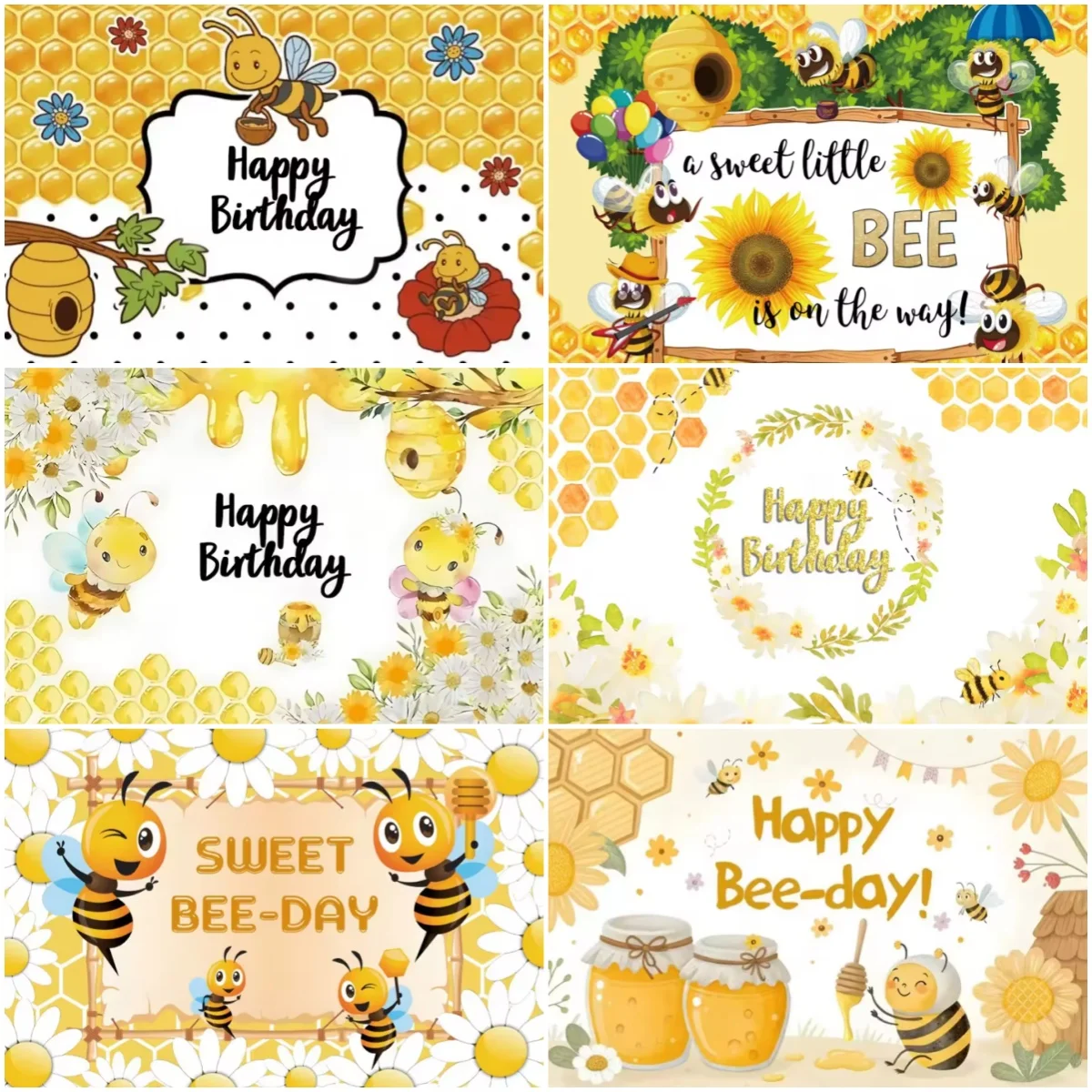 

Cute Cartoon Little Bee Baby Birthday Party Decoration Background Sweet Honeybee Photography Backdrop Baby Shower Supplies Props