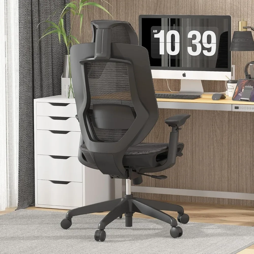 Gaming Chair with High Back, Lumbar Support, Tilt Function and 360°Swivel Wheels, 4D Armrest Mesh Ergonomic Office Chair