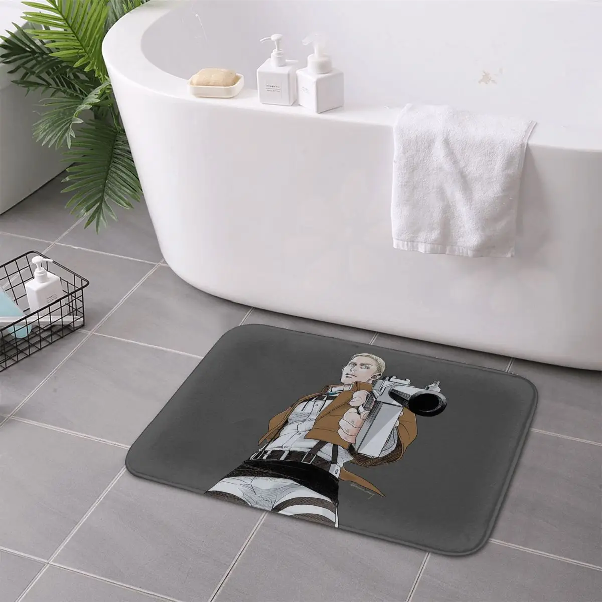 

Manga Erwin Smith With Flowers Non-slip Doormat Floor Mat Sand Scraping Carpet Rug for Kitchen Entrance Home Balcony Footpad Mat