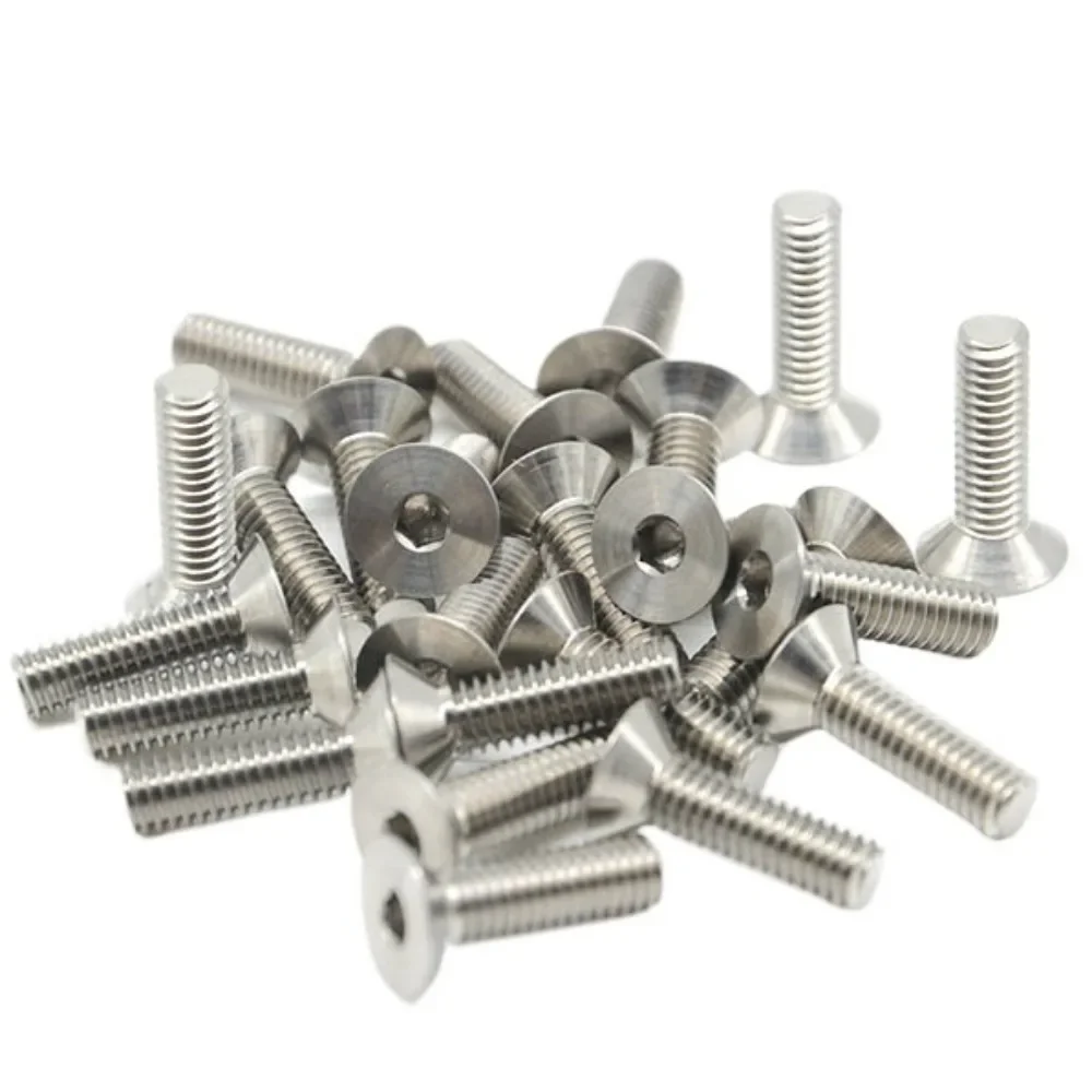 M2 M2.5 M3 M4 Metric X 4 5 6 8 10 12 14 15 16 18 20 Mm TC4 GR5 Titanium Alloy Screws Flat Countersunk Head Hex Scoket