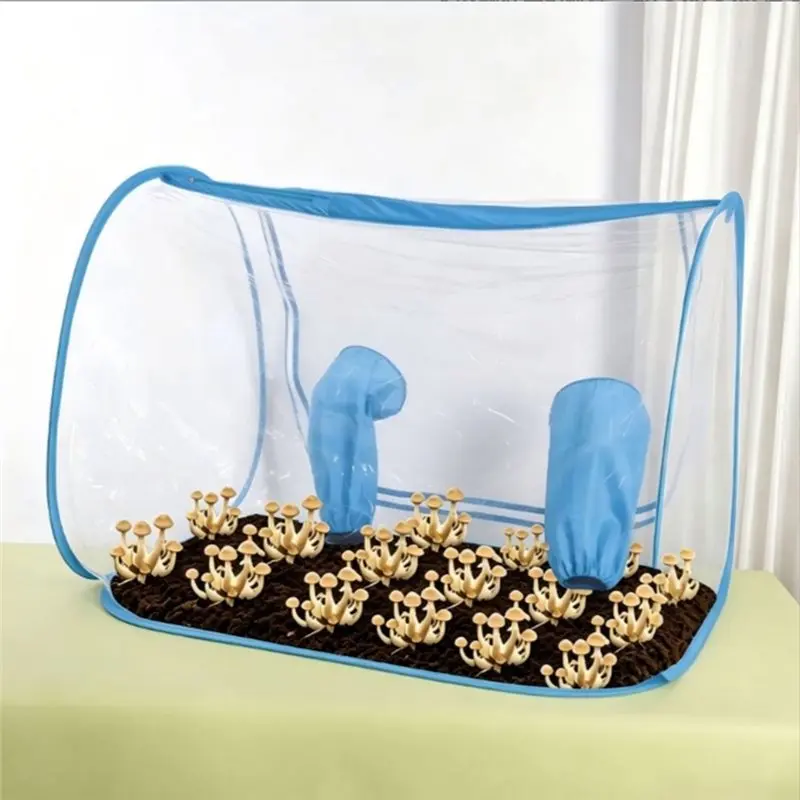 ABLG Bouncing Mushroom Cultivation Tent Mushroom Grow Still Air Box Portable Foldable Static Air Box With Gloves And Bottle