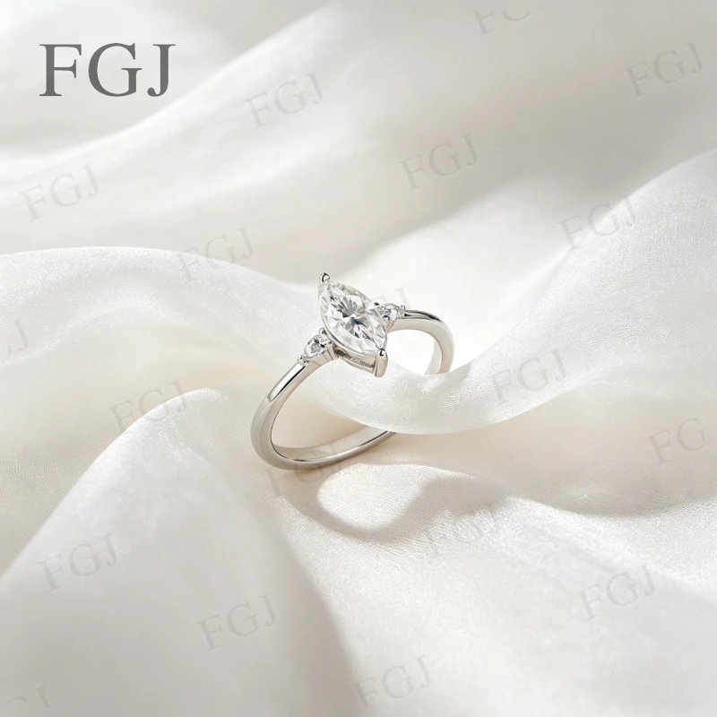 Ring aus 925er-Sterlingsilber, 1 Karat, echter Moissanit, D-Farbe, Marquise-Form, für Damen und Herren, Jahrestagsgeschenk, edler Schmuck, Ehering – Detail 9