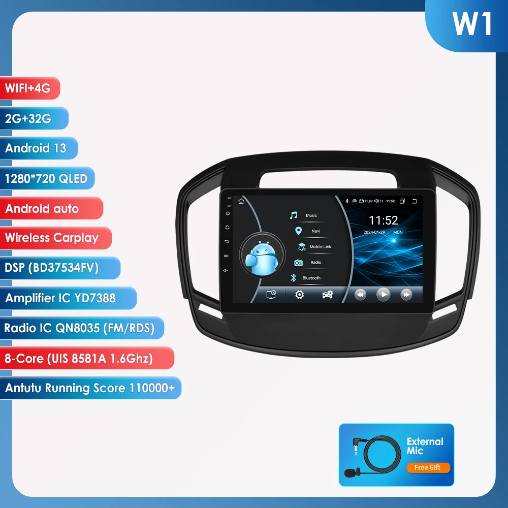 Android 14 Autoradio Voor Buick Regal Opel Insignia 2009-2017 Auto Multimedia GPS Carplay 4G DSP BT 360 Camera Door Snapdragon 6115