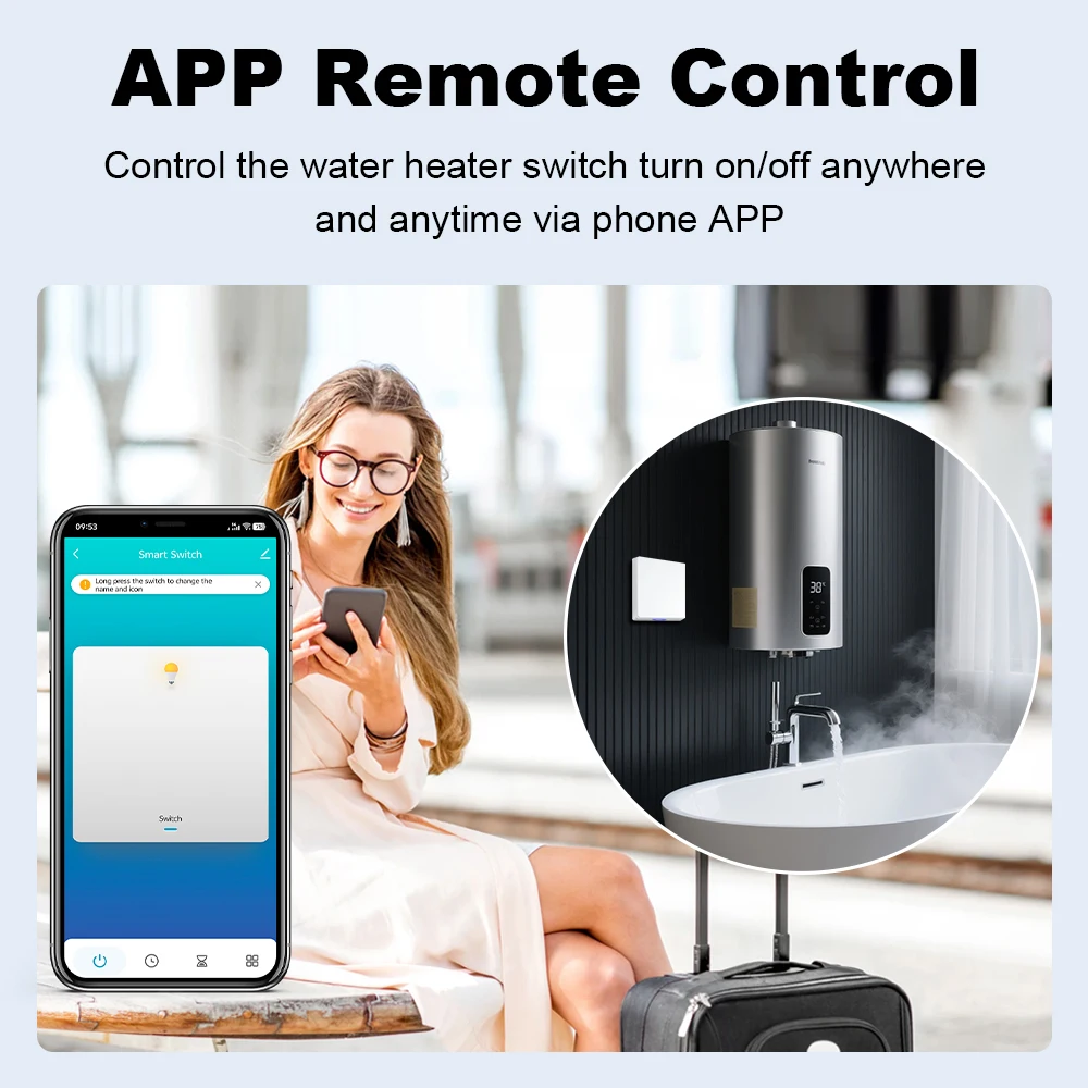 MANHOT Smart Wifi EU Water Heater Boiler Switch 40A 8800W Air Conditioner Switch App Voice Control Smart Life Alexa Google Home view 3