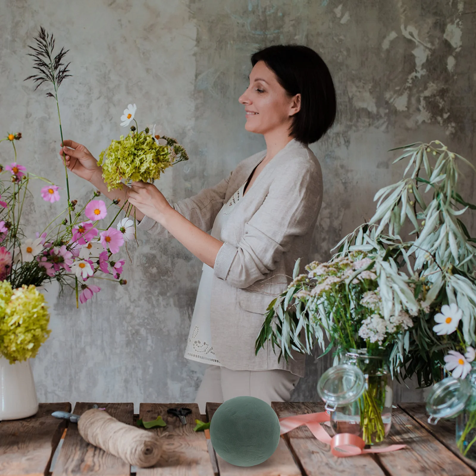 2 قطعة 15 سنتيمتر كرات الزهور الاصطناعية جولة الأزهار رغوة المجالات امتصاص الماء ل تحف الزفاف ترتيبات باقة ذاتية الصنع