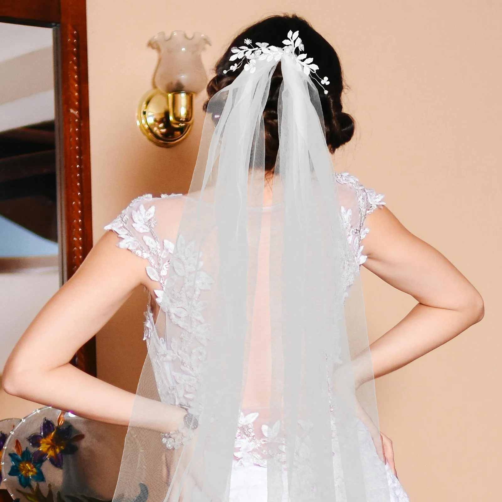 

Белая свадебная фата для невесты, длинная фата для женщин, ткань для невесты, цветочный дизайн, удобные, прочные, подходящие темы, прически