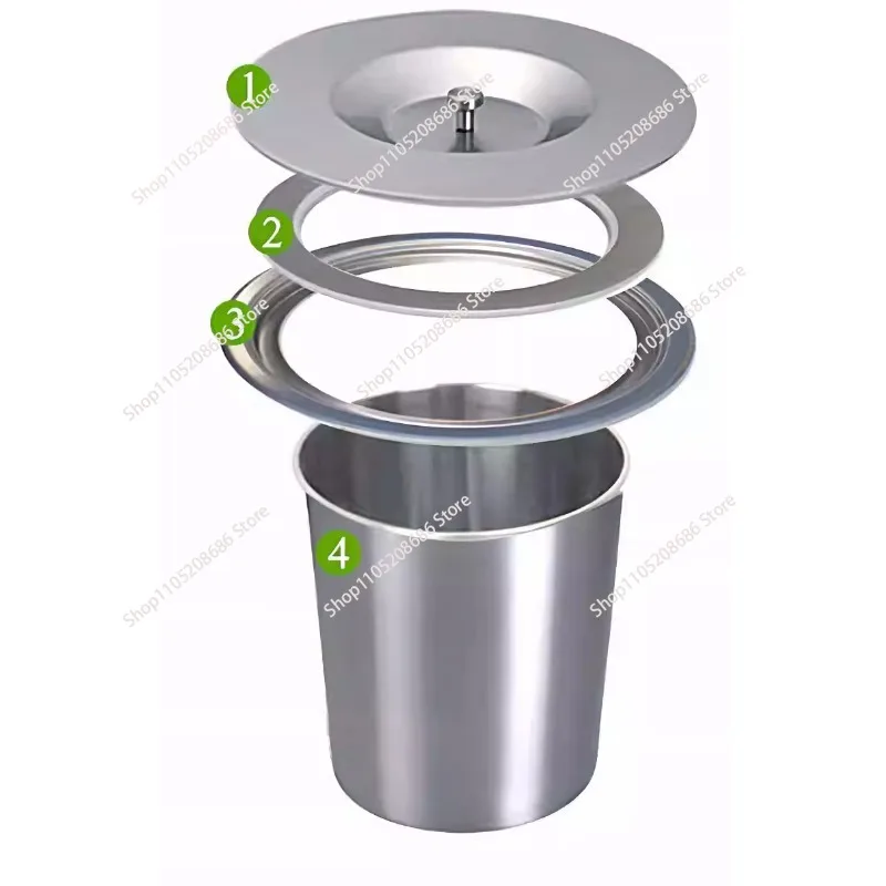 8L kitchen countertop built-in stainless steel trash can embedded trash can environmental