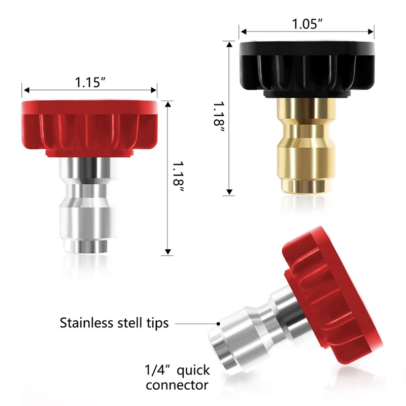 Pressure Washer Nozzle Tips, 5 Pack Tip Attachments Multiple Degrees Nozzles 1/4 Inch, M22 14Mm To 3/8 Inch Hose Adapter Durable