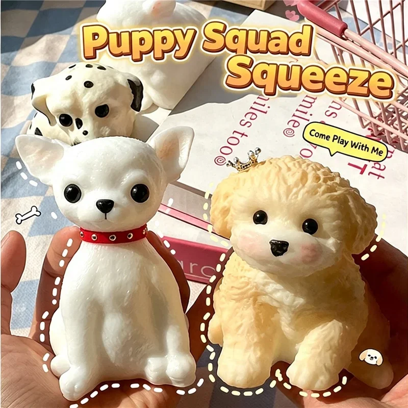 Kawaii French Bulldog Teddy Dog Squishy Toy Soft Fluffy TPR Squeeze Anxiety Relief Cute Animal Desktop Ornament Sensory Gift