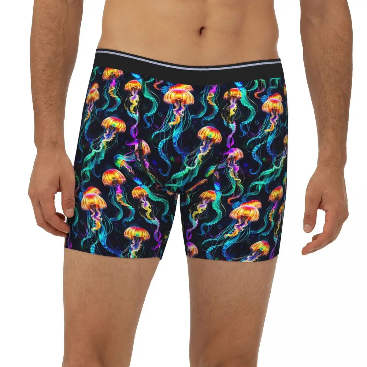 

Psychedelic Bioluminescent Trippy Jellyfish Long Boxer Underpants Short Men Panties Underwear for Homme Man Boyfriend Gift