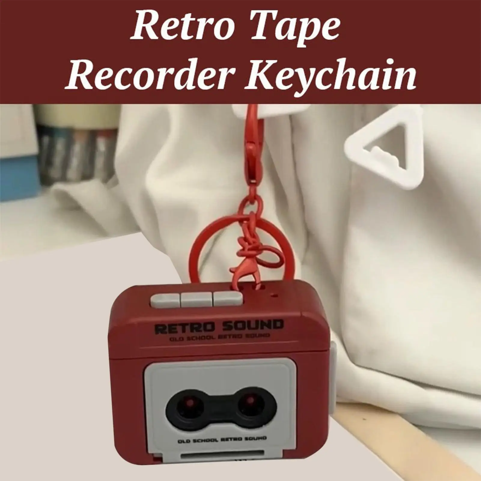new Retro Recorder Keychain Portable Retro Recorder Couple Gift Keychain Mini Recordable Fun Music Box Pendant Ornament