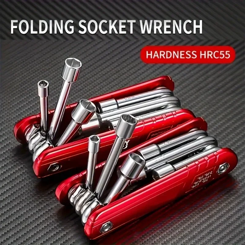 

BIESUO 6-piece Compact Hex Wrench Set - Portable Repair Folding Socket Wrench Set Portable Hex Wrench Screwdriver Set