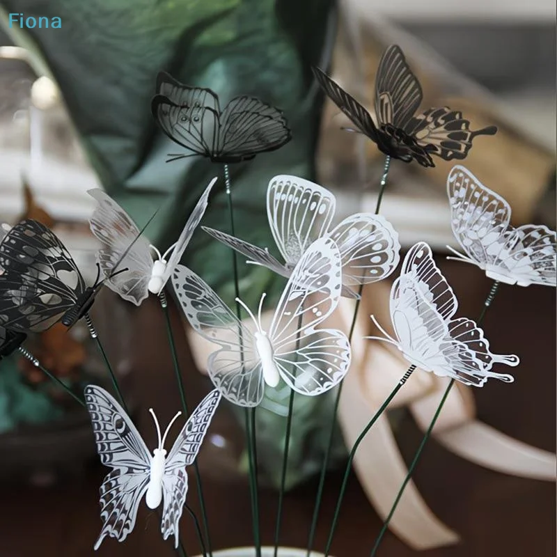 ✔3D Hollow Butterfly Stakes, 10/30Pcs Waterproof Garden Ornaments, Floral Picks for Yard, Pot and Wedding Decoration